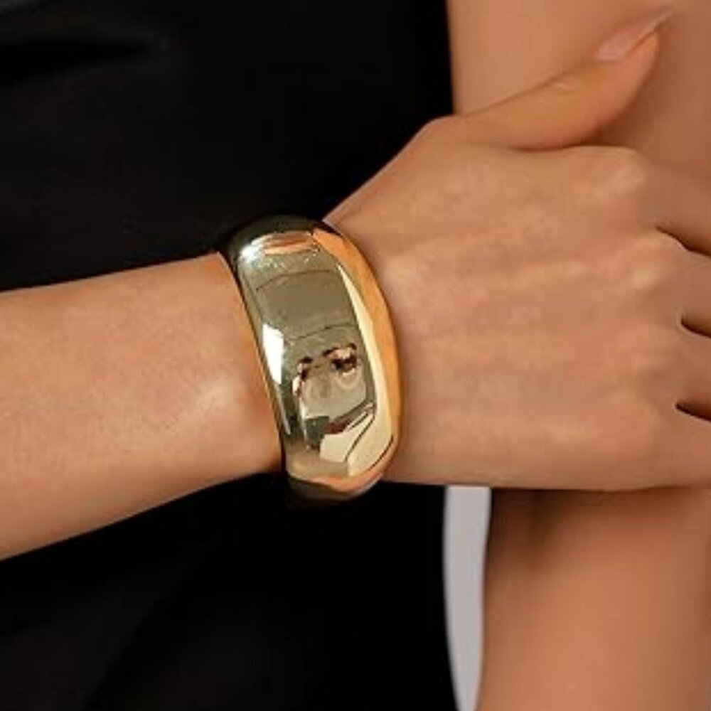 Wide Chunky Cuff Bracelets Gold Cuffs‎ Bangle Adjustable Cuban Fashion Thick